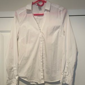White v neck button down